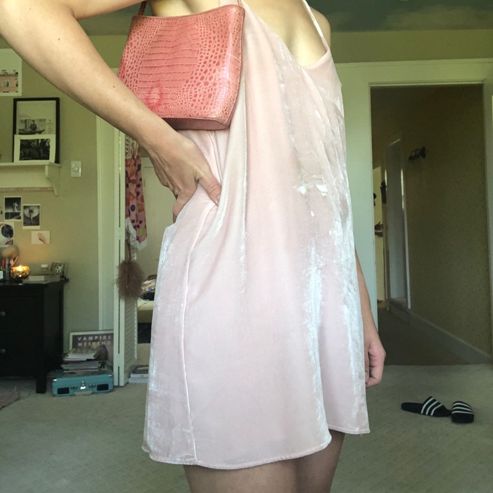 Reformation Baby Pink Velvet Slip Dress